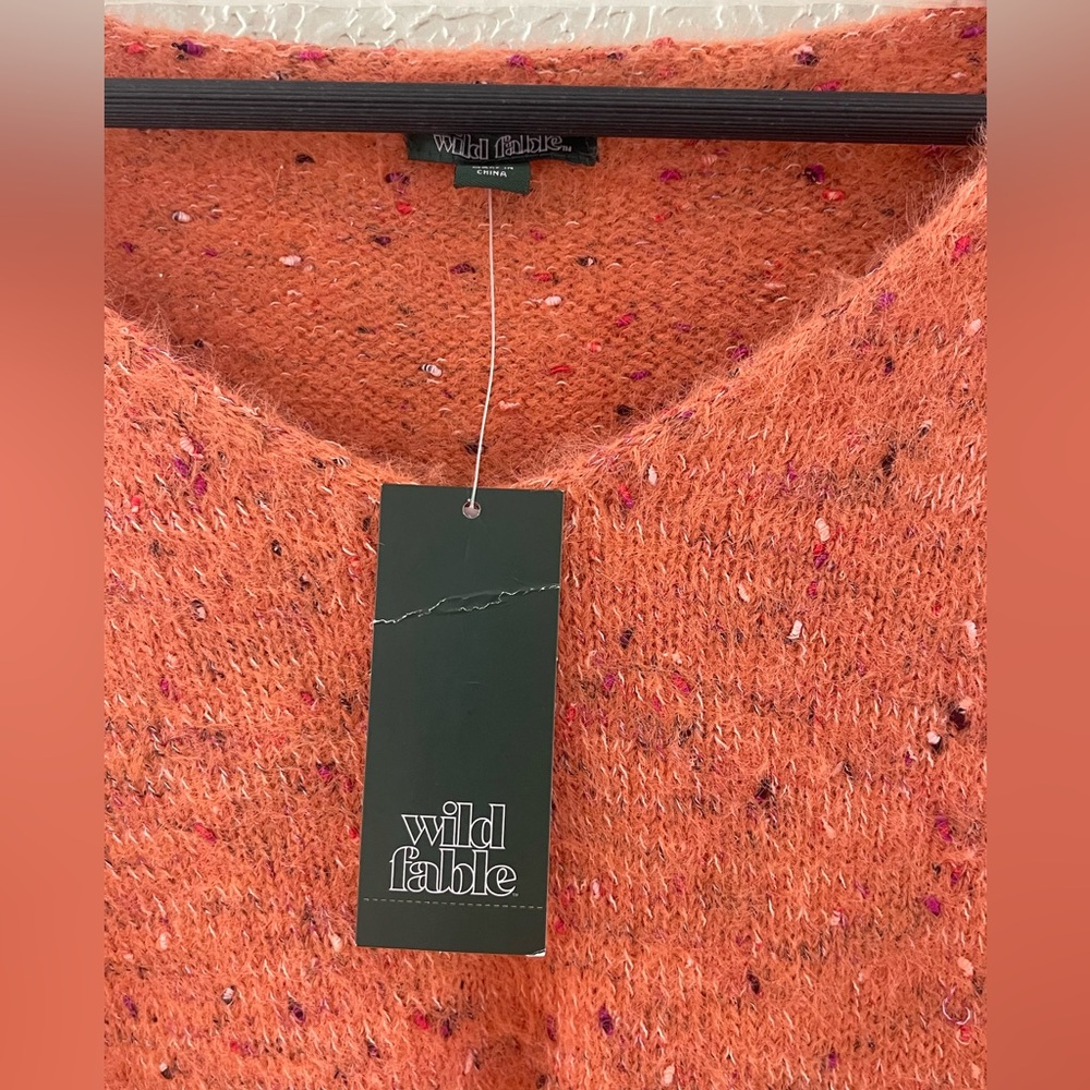 Wild Fable Women’s Cozy Cropped V-Neck Speckled Sweater in Orange XS - Picture 7 of 8